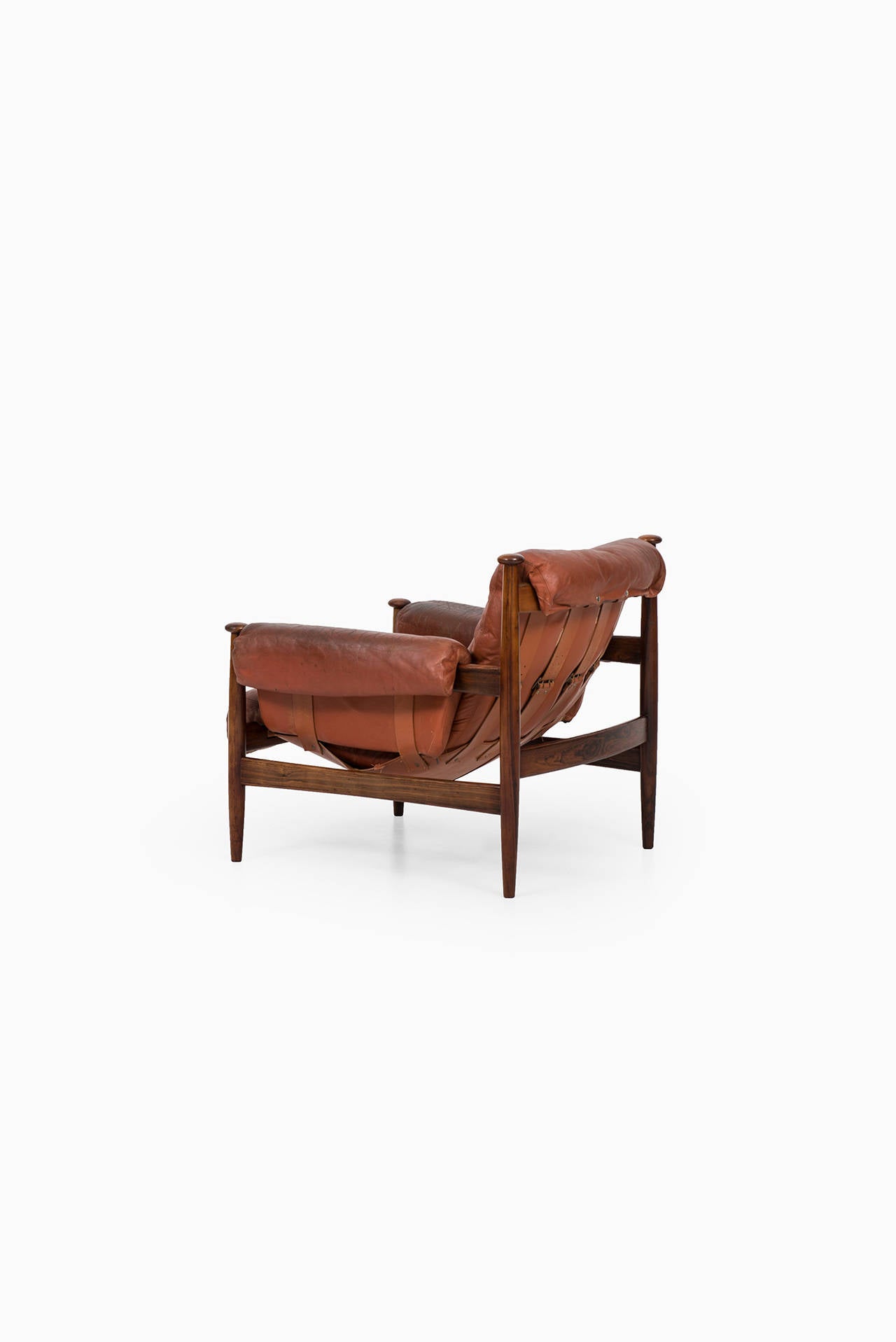 Safari chair in rosewood and red leather by Ire möbler in Sweden In Good Condition In Limhamn, Skåne län