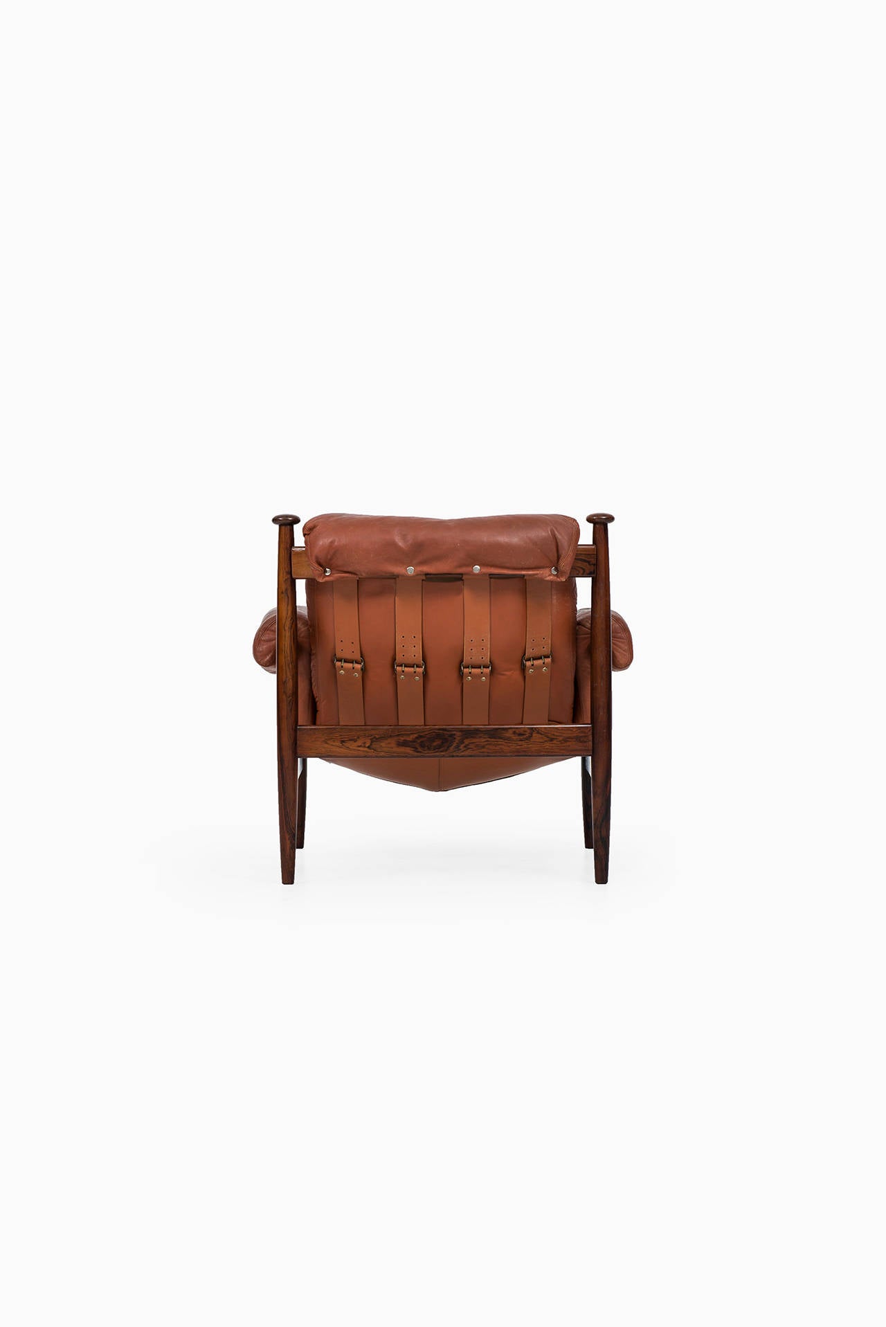 Mid-20th Century Safari chair in rosewood and red leather by Ire möbler in Sweden