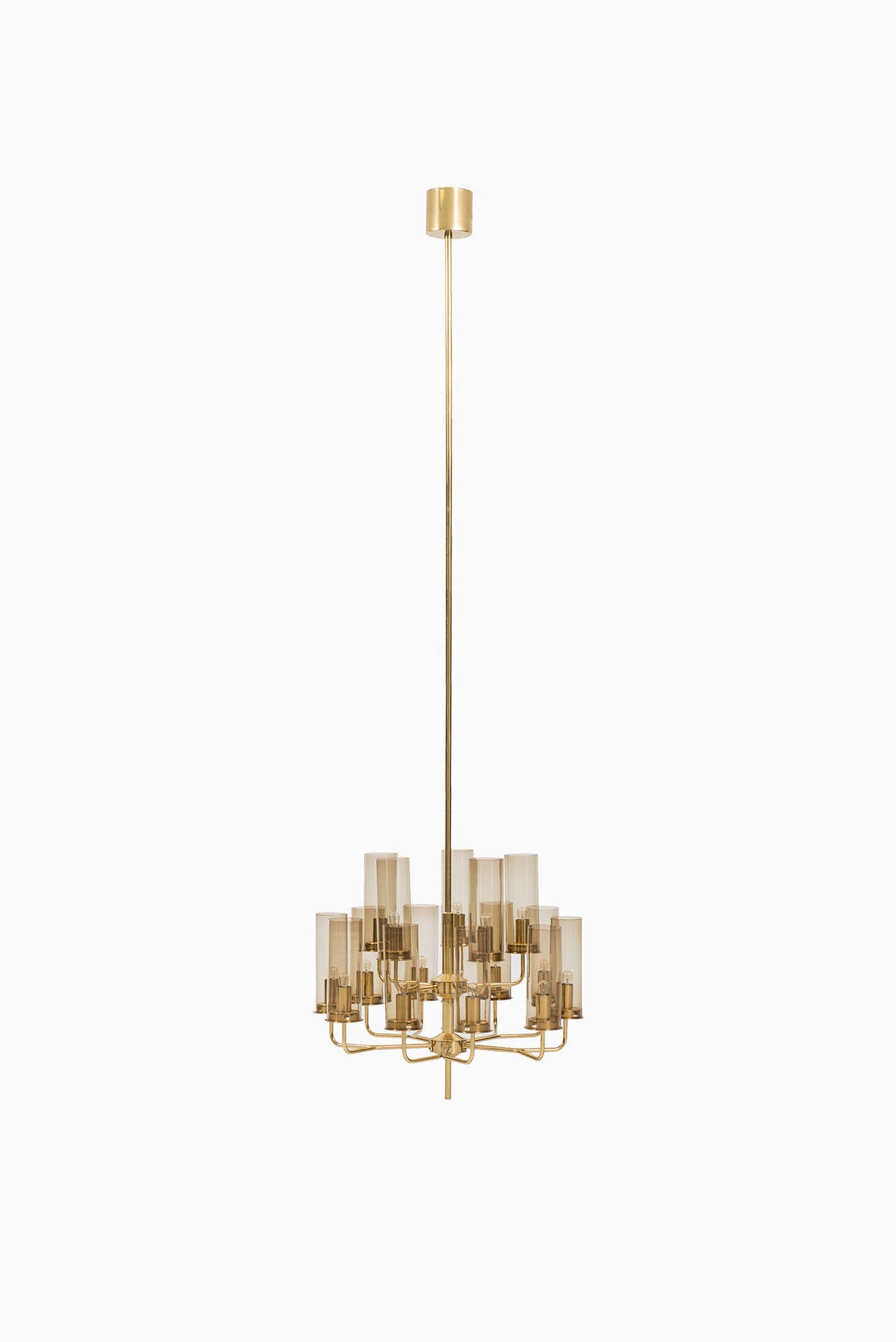 Big Pair of Hans-Agne Jakobsson Ceiling Lamps in Brass and Glass 5