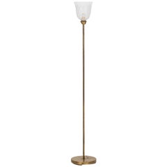 Bo Notini floor lamp in brass and etched glass by Glössner & Co in Sweden
