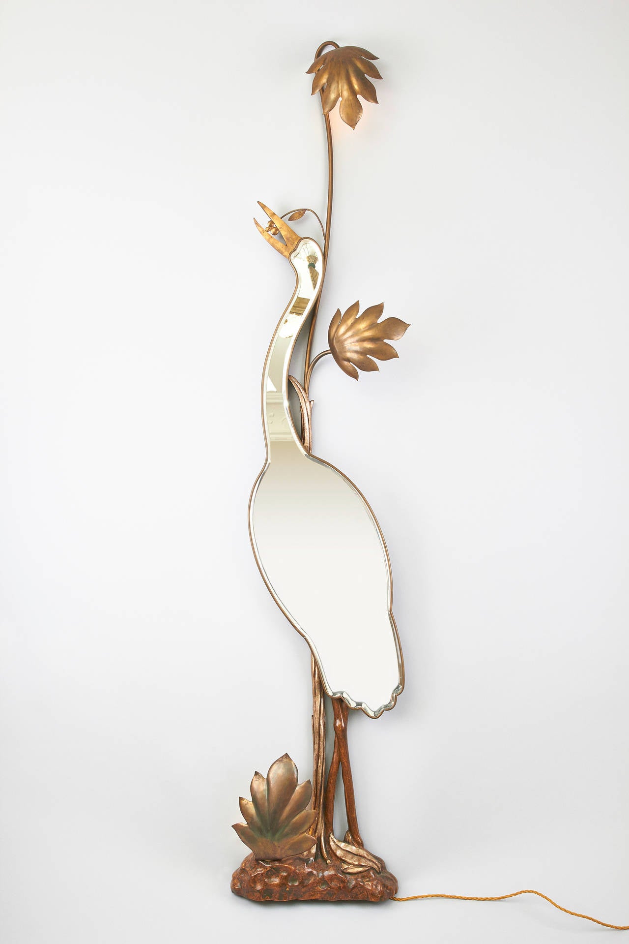 Mid-Century Heron Wall Lamp Mirror