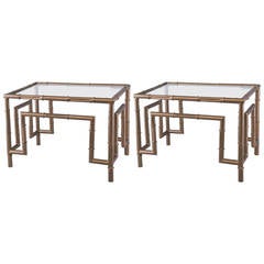 Pair of Industrial Style Steel Side Tables