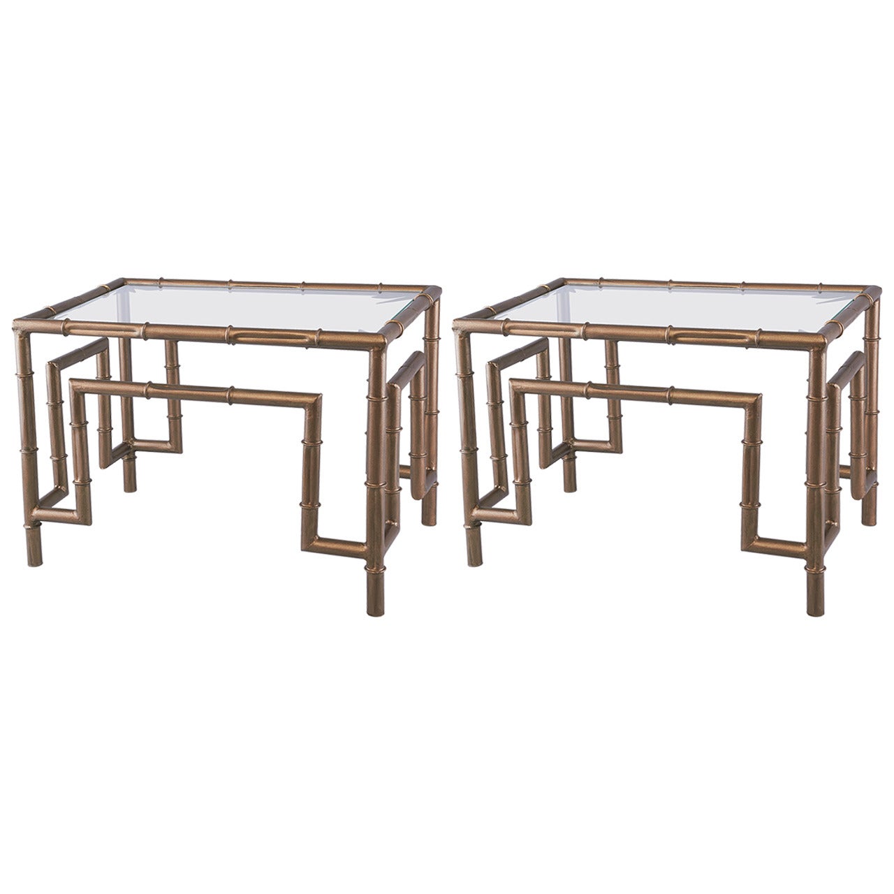 Pair of Industrial Style Steel Side Tables For Sale