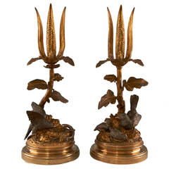Pair of French Bronze Center Pieces