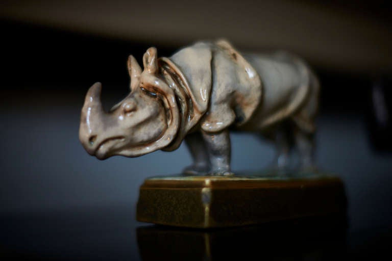 Rhino Figurine Majolica  Amphora Pottery Austria In Excellent Condition In Hamburg, DE