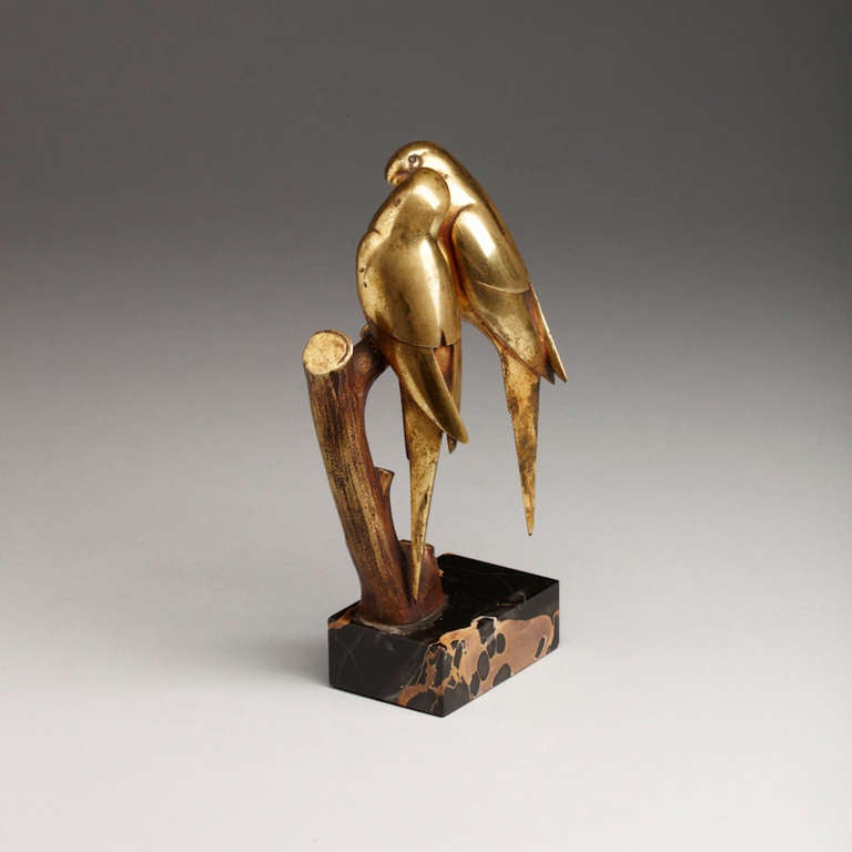 French Art Deco Sculpture of Lovebirds by Paul Marec