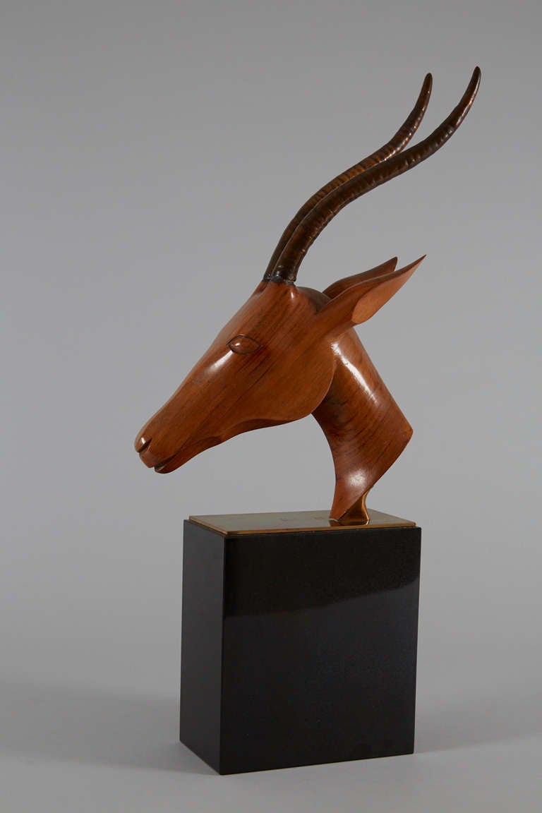 Art Deco Antelope Head by Laszlo Hoenig For Sale