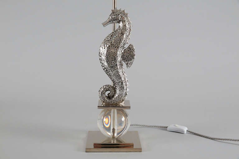 Hollywood Regency Sea Horse Table Lamp For Sale