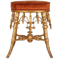 Faux Bamboo Oriental Style Stool