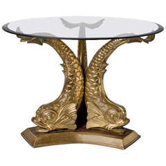 Victorian Brass Dolphin Coffee Table 