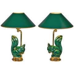 Vintage Pair of Squirrels  Mounted as Table Lamps