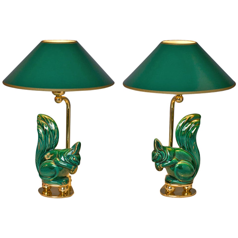 Pair of Squirrels  Mounted as Table Lamps For Sale