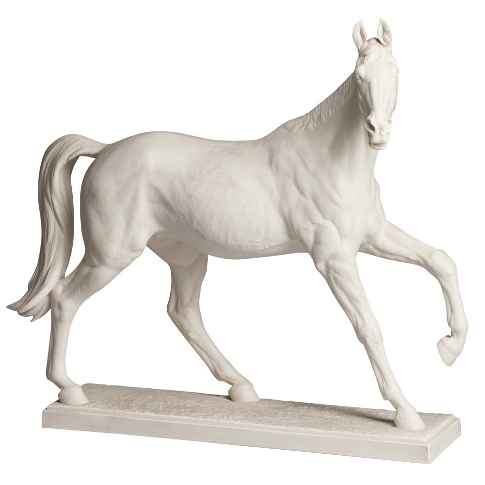 Figurine of the Famous  Mare  Halla Biscuit Porcelain For Sale