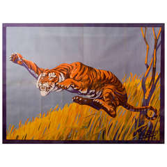 Vintage Circus Poster of a Jumping Tiger