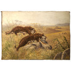 Oil on Canvas, "Two Tigers Hunting"