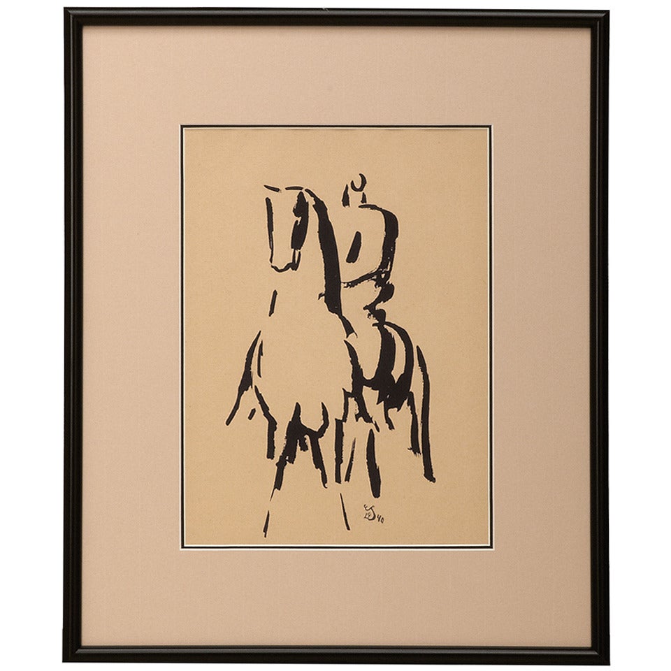 Horse and riders "The  Equestrian, ' Seven Drawings by Edwin Scharff For Sale