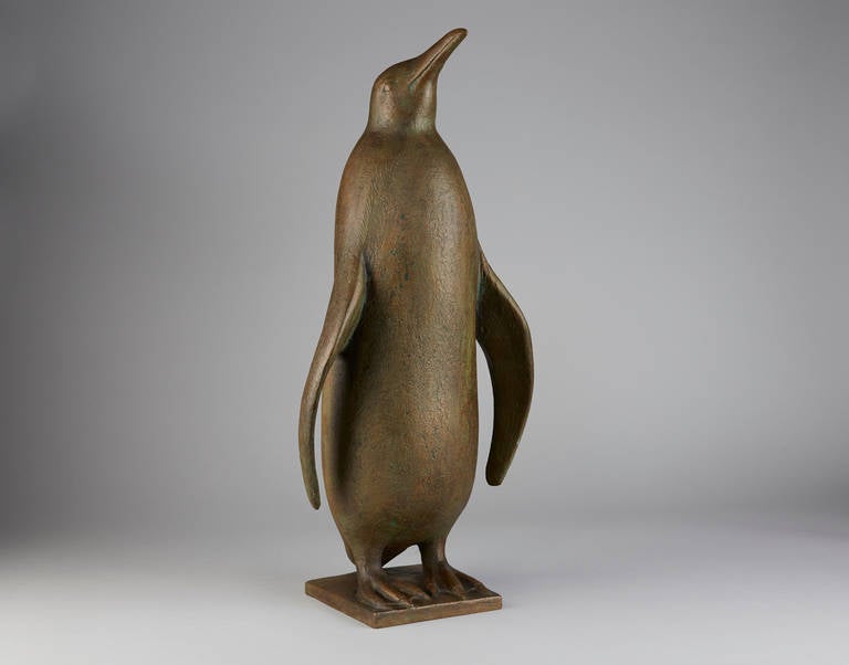Huge bronze sculpture of a penguin. Signed in the base 'Vogler.'