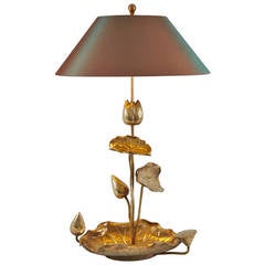 Elegant Brass Lotus Table Lamp