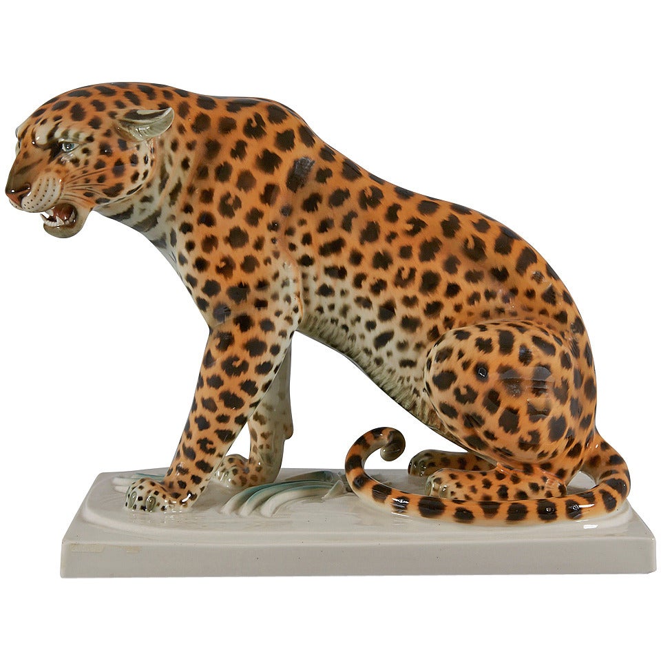 Sitting Leopard by Arthur Storch for Schwarzburger Werkstätten For Sale