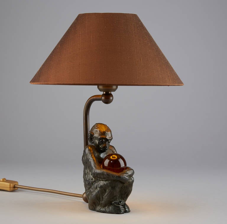Table Lamp sitting Monkey with crystal ball