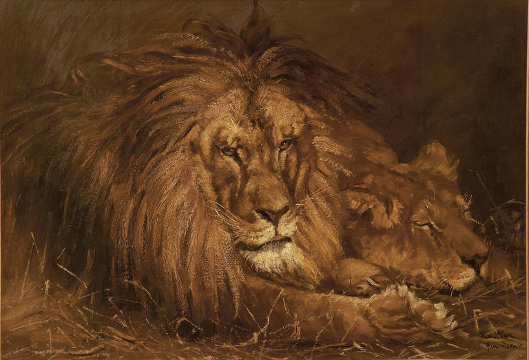 Painting of Resting Lions