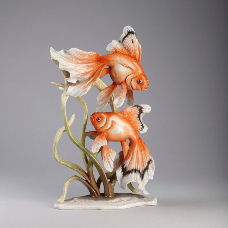 Beautiful Group of Goldfish, Porcelain, by Fritz Heidenreich
