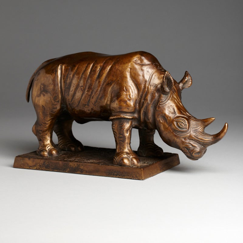 Sculpture of a Rhinoceros, signed 