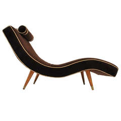 Midcentury Brown Wave Chaise Lounge Chair by Adrian Pearsall, 1960s