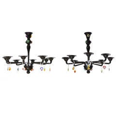Pair of Italian Chandeliers with "Picasso Sculpture" in Cenedese Style 6