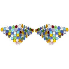 Pair of Italian Murano Chandeliers, Attributed to Mazzega, circa 1970s