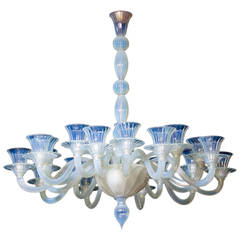 Vintage Italian Opaline Chandelier in the Style of Formia, circa 1980s