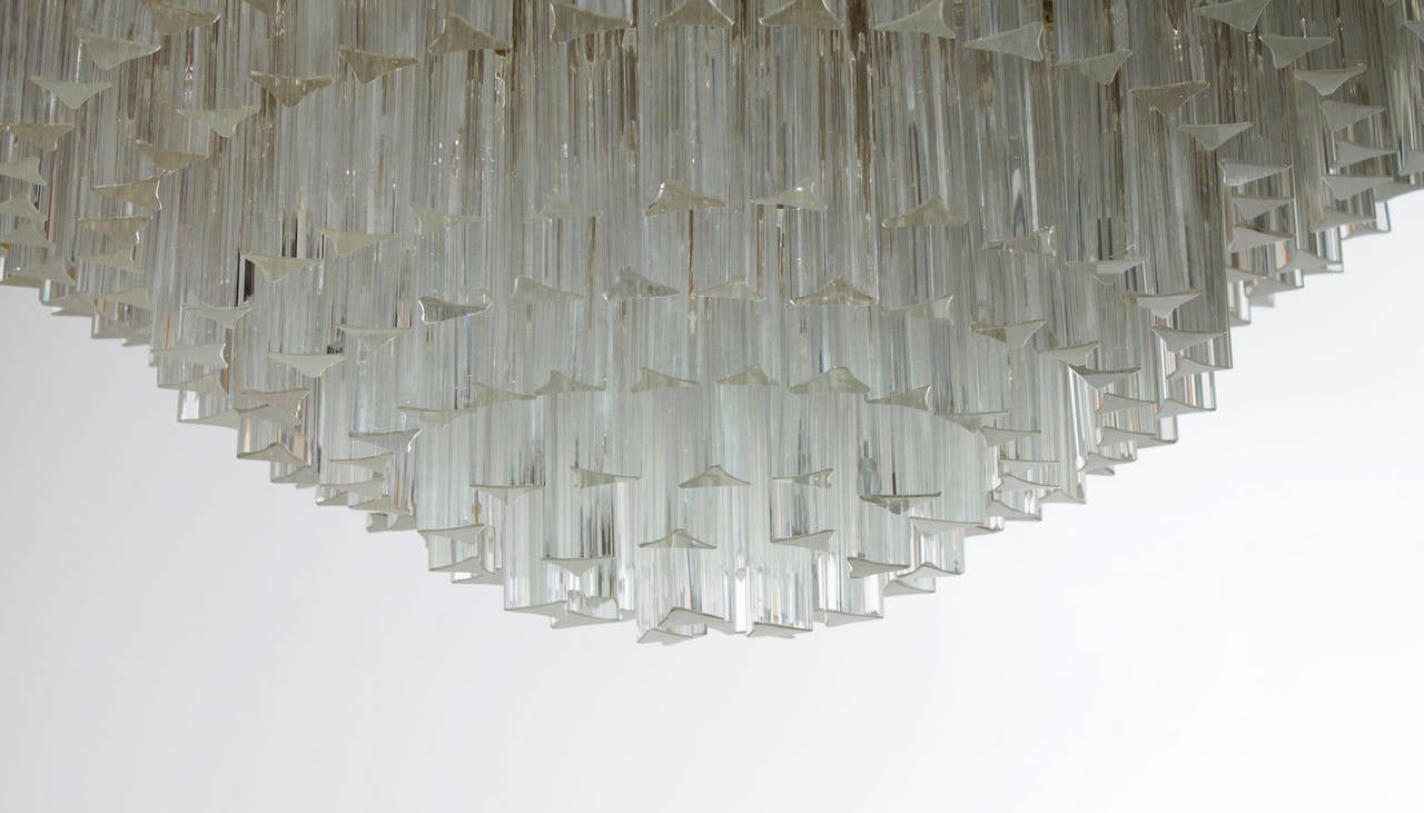 Italian Chandelier with Triedro Elements, Attributed to Venini, circa 1970s