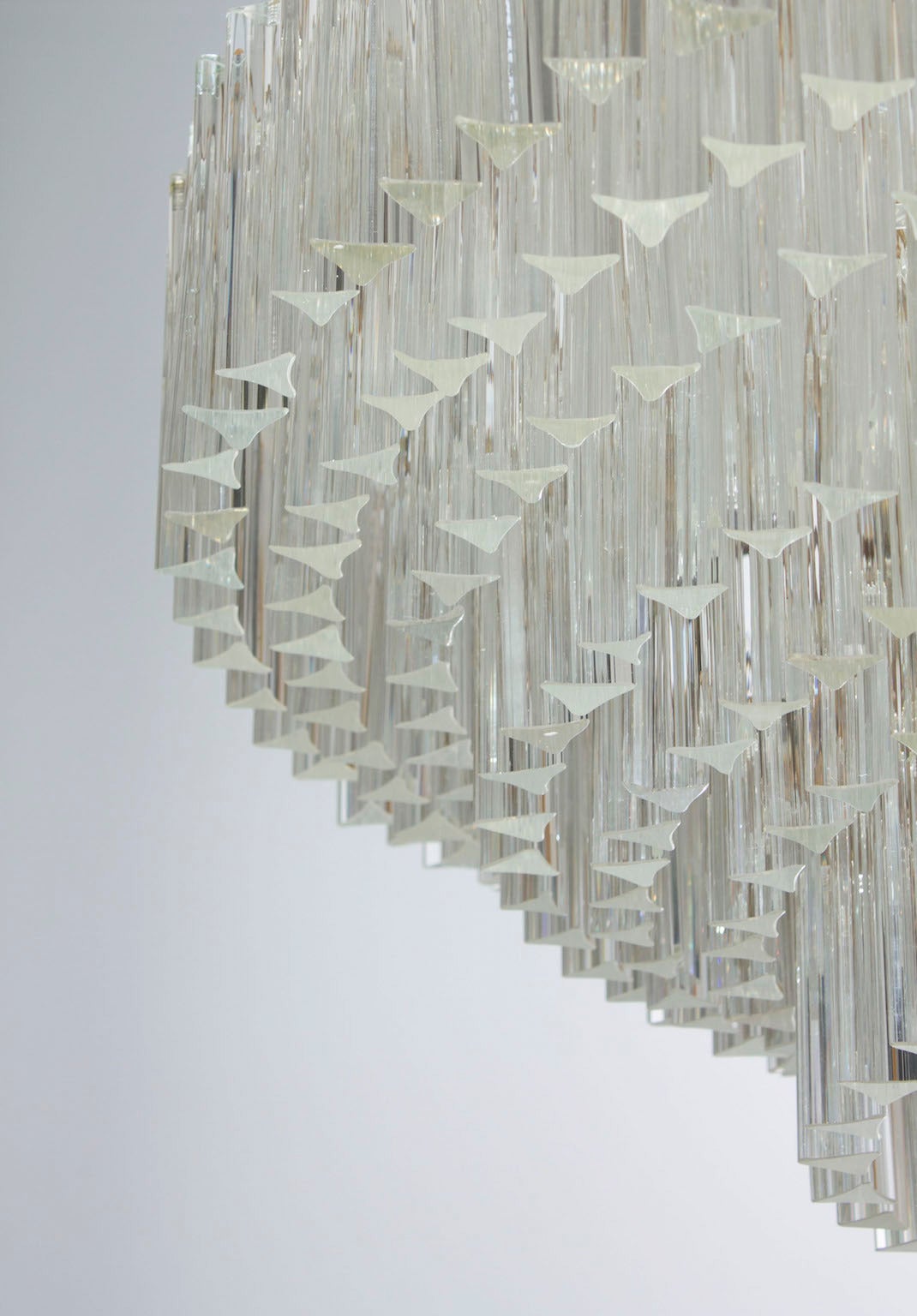 Hand-Crafted Chandelier with Triedro Elements, Attributed to Venini, circa 1970s