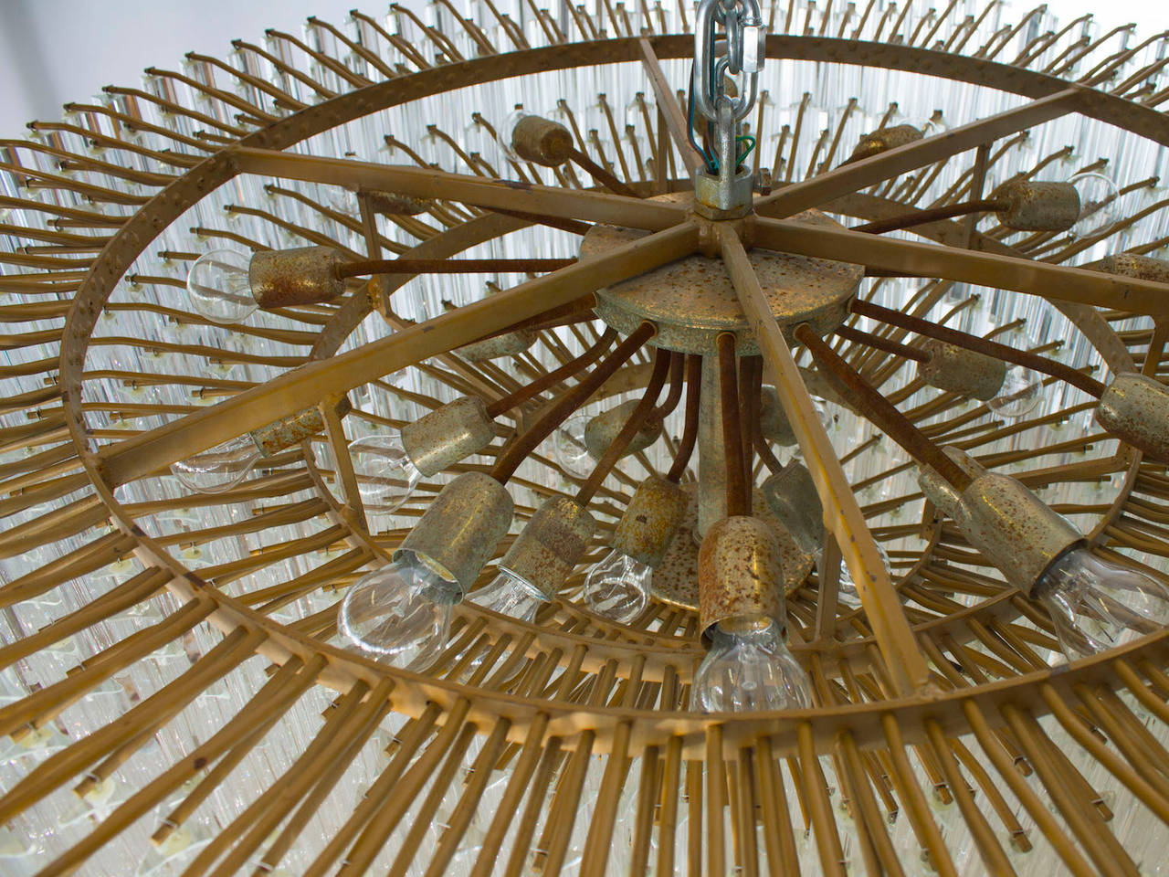 Chandelier with Triedro Elements, Attributed to Venini, circa 1970s In Excellent Condition In Villaverla, IT