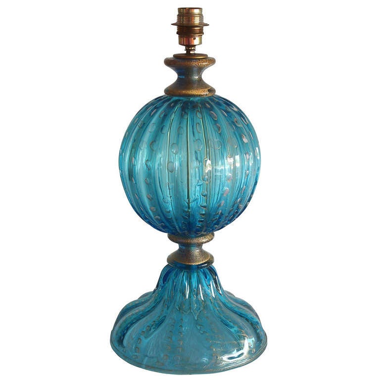 Italian Murano Glass Table Lamp Attributed to Seguso For Sale