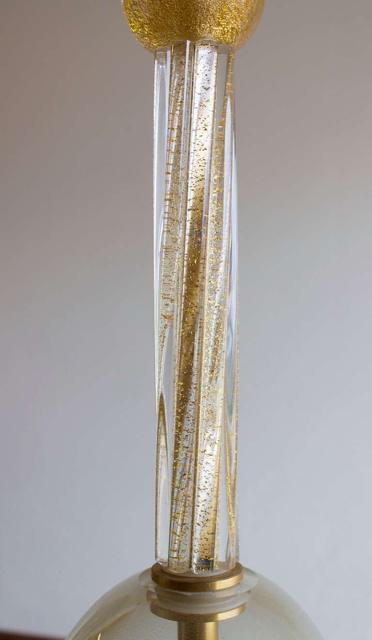 Art Glass Italian Murano Glass Gold Bell Jar, design Attributed to Barovier