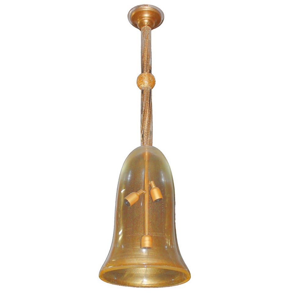 Italian Murano Glass Gold Bell Jar, design Attributed to Barovier