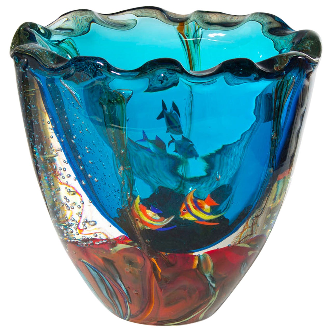 Italian "Aquarium" Glass Vase, circa 1980s