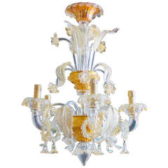 Italian Murano, Gold Chandelier, Attributed to Pauly and Company