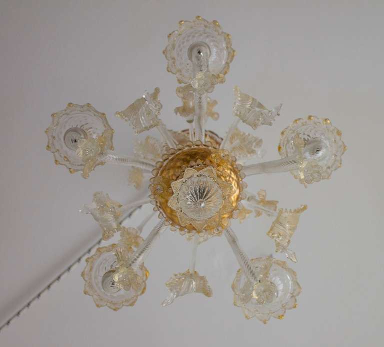 Italian Murano, Gold Chandelier, Attributed to Pauly and Company 5