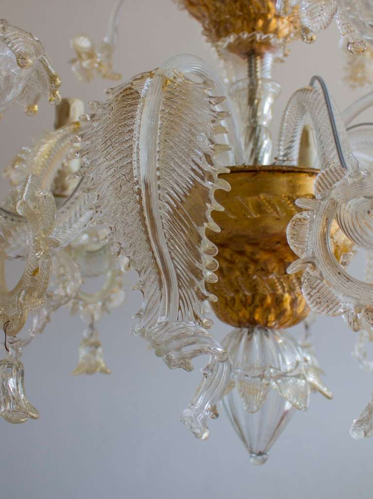 Italian Murano, Gold Chandelier, Attributed to Pauly and Company In Excellent Condition In Villaverla, IT