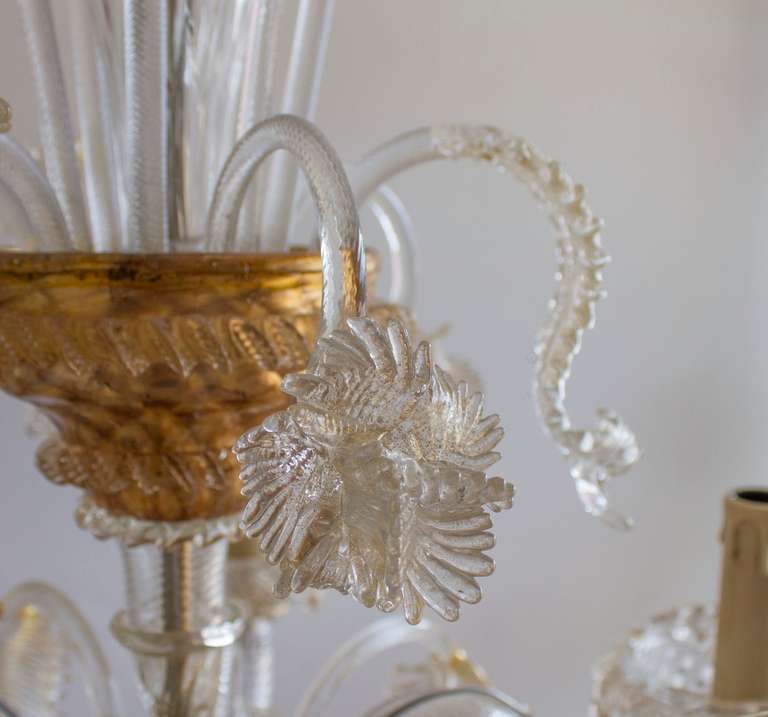 Italian Murano, Gold Chandelier, Attributed to Pauly and Company 1