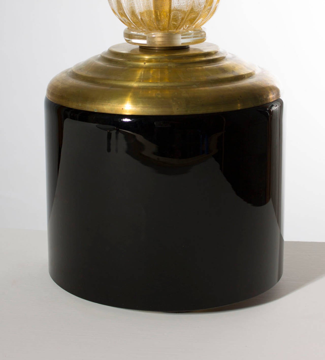 Italian Venetian Pair of Table Lamps, Gold 24-Karat Purple, 20th Century In Excellent Condition For Sale In Villaverla, IT