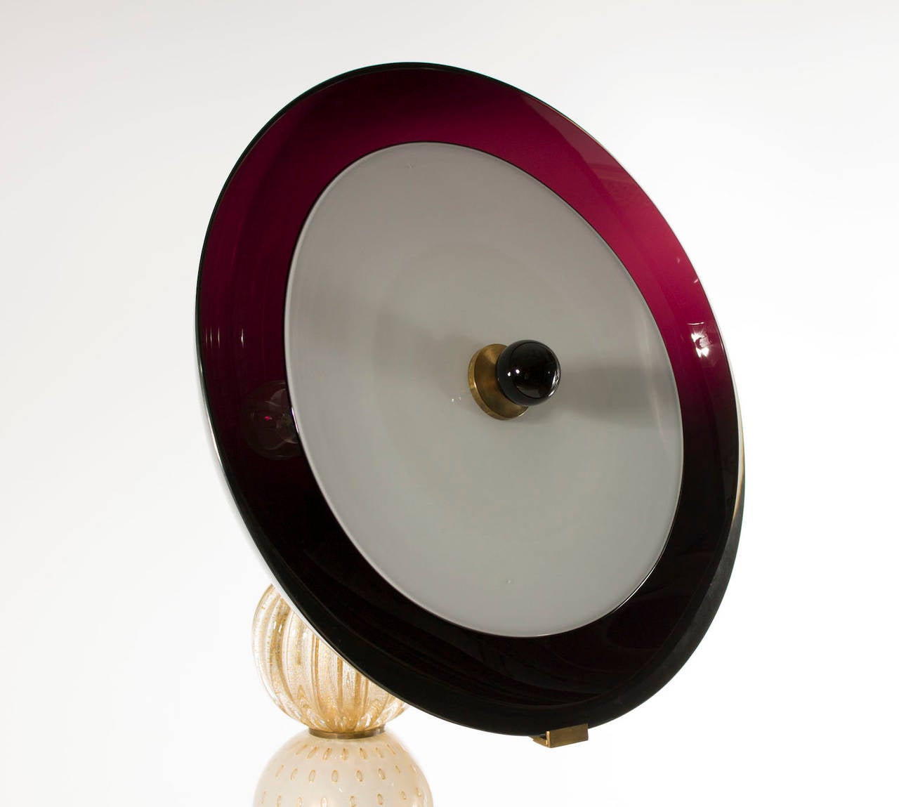 Italian Venetian Pair of Table Lamps, Gold 24-Karat Purple, 20th Century For Sale 2