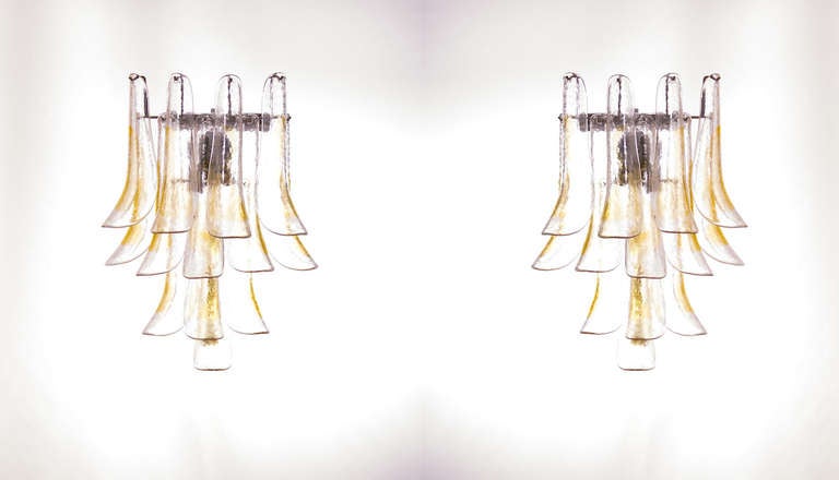 Hand-Crafted Pair of Italian Sconces by Mazzega