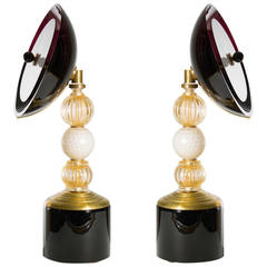 Pair of italian Table lamps in glass, circa 1950s 1