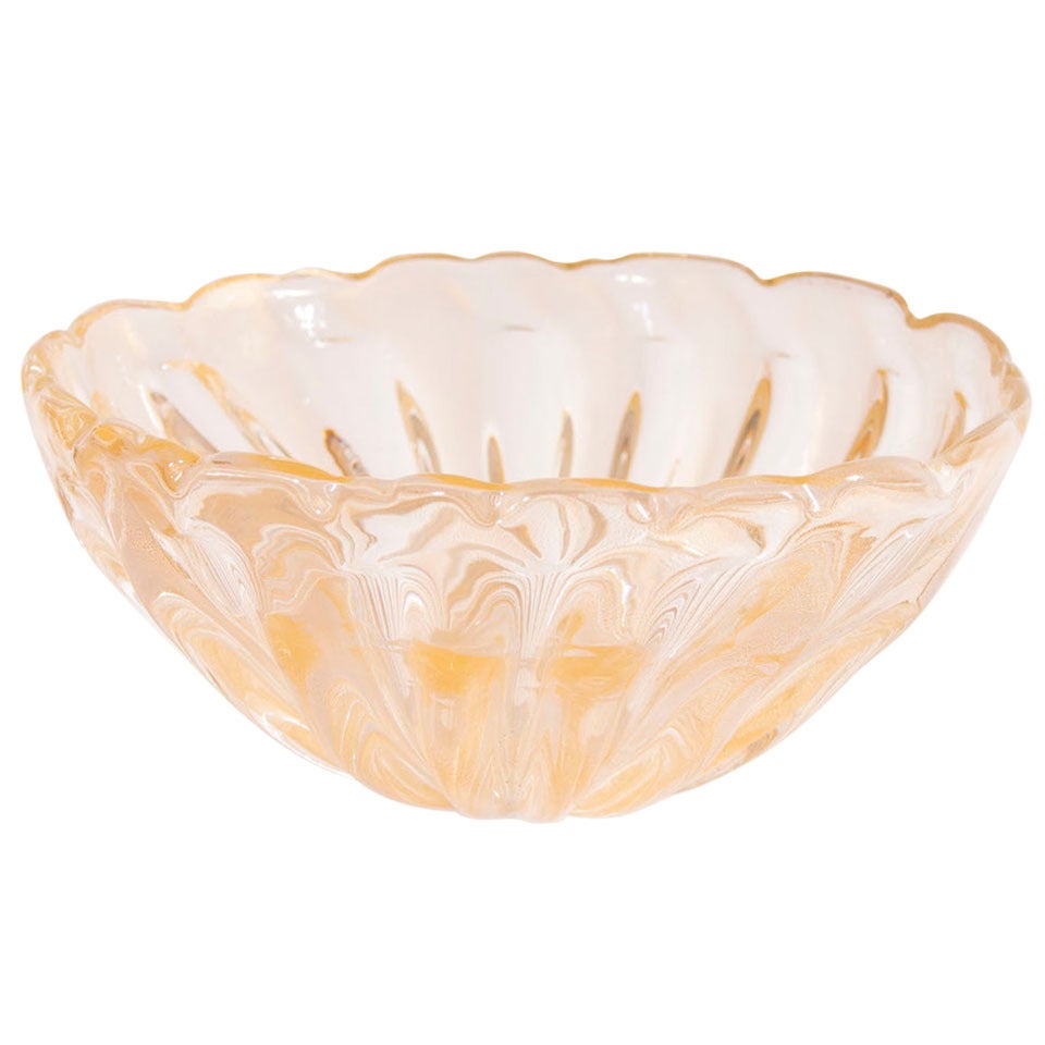 Cuenco de pan de oro en vidrio soplado de Murano Años 50 Italia en venta
