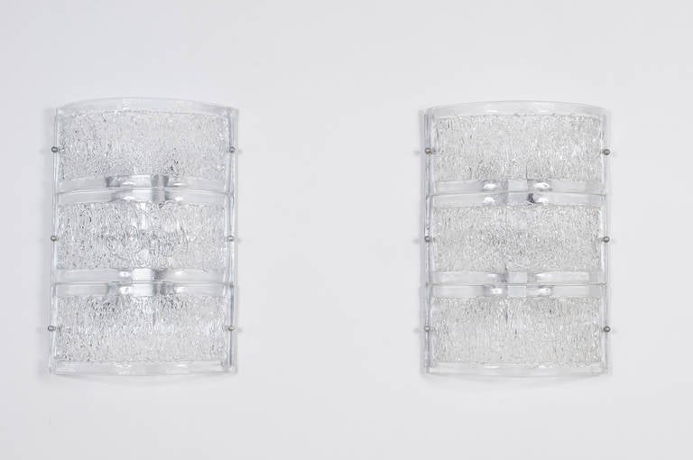 Modern Pair of Sconces in Murano Glass with clear color fibers 2000s Italy In Excellent Condition For Sale In Villaverla, IT