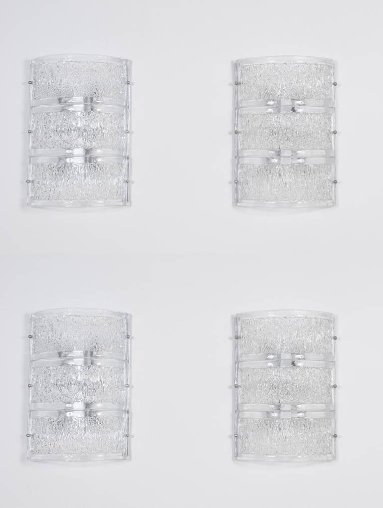 Hand-Crafted Modern Pair of Sconces in Murano Glass with clear color fibers 2000s Italy For Sale
