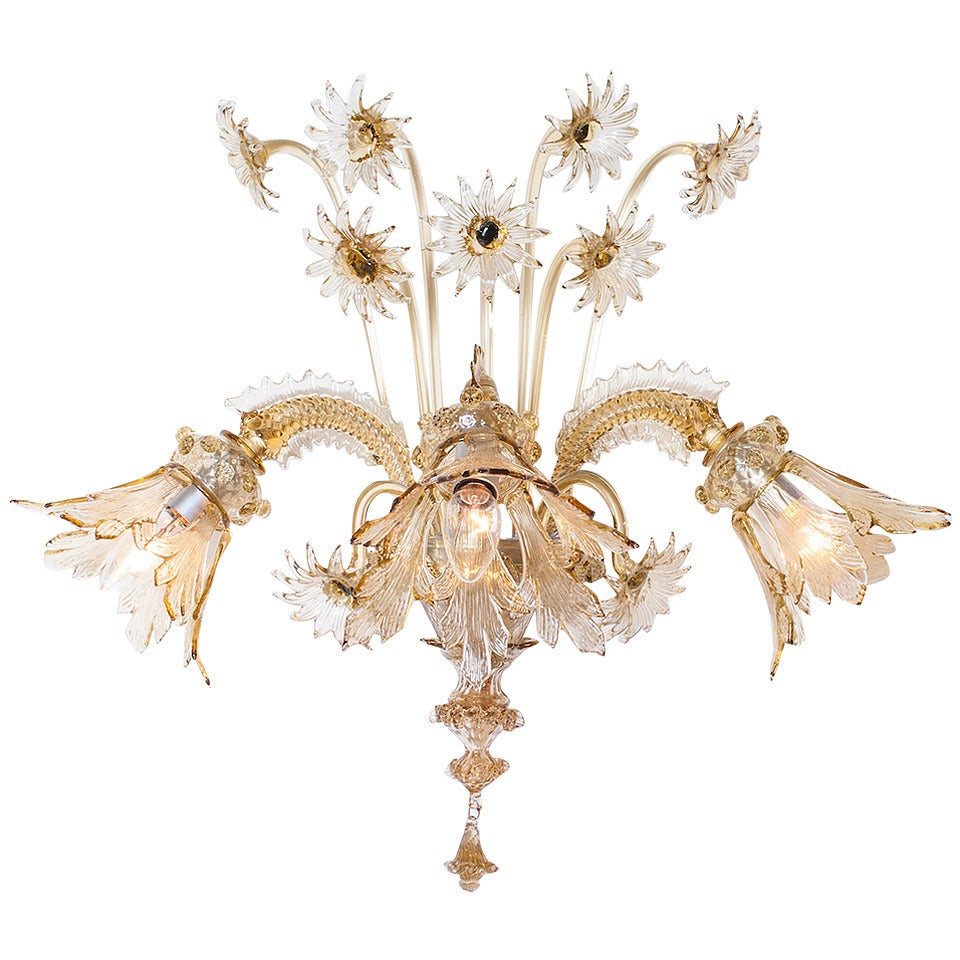 Murano Glass Sconce in the Style of Galliano Ferro 1930s Italy For Sale